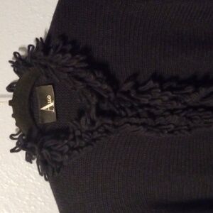 ALGO Swizerland Navy 100% Cashmere Loop Ruffle Neck & Accent Cardigan Jacket L